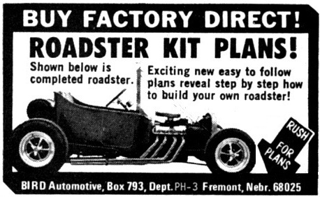 The Bird TBucket Hot Rod Roadster Plans california roadster t buckets